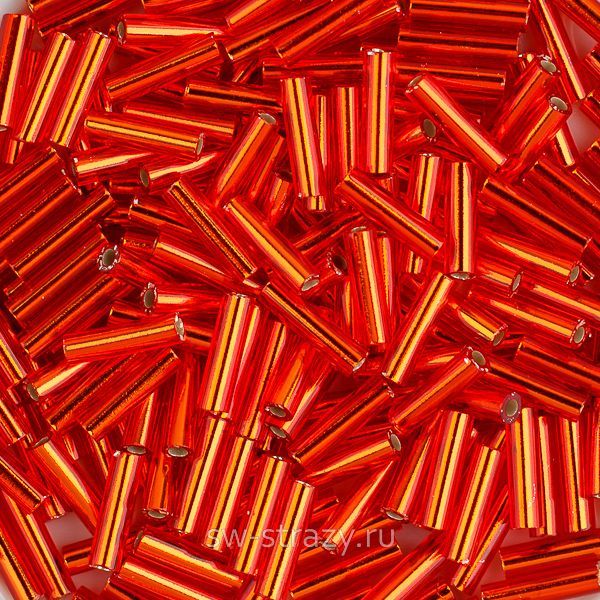 Стеклярус 6x1,7 mm 010 Flame Red Silver Lined