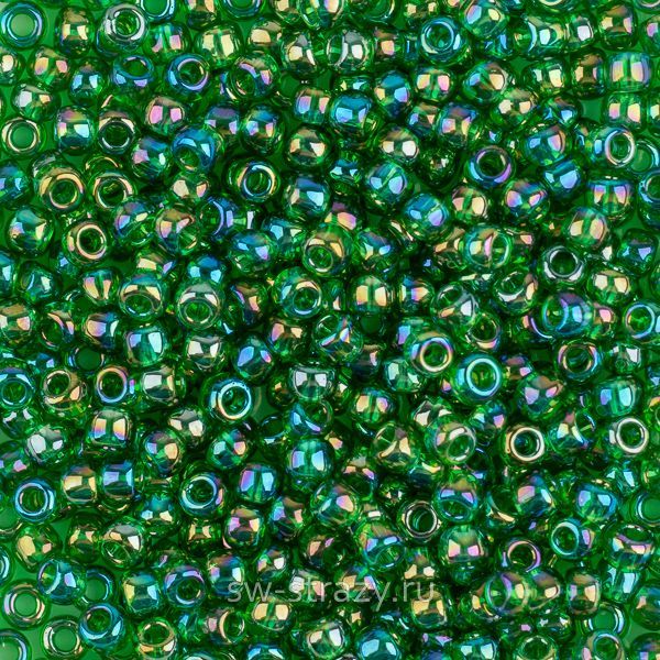 Бисер круглый 11/0 #0167B Прозрачный радужный темно-зеленый