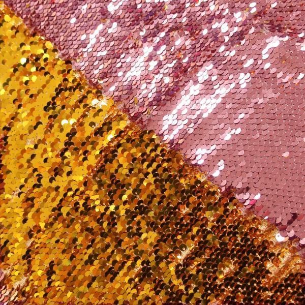 Пайеточная ткань розовый\золото (65 см)