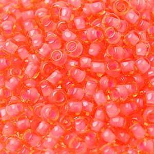 Бисер круглый 11/0 #0925 Окрашенный изнутри, светлый топаз/розовый коралл