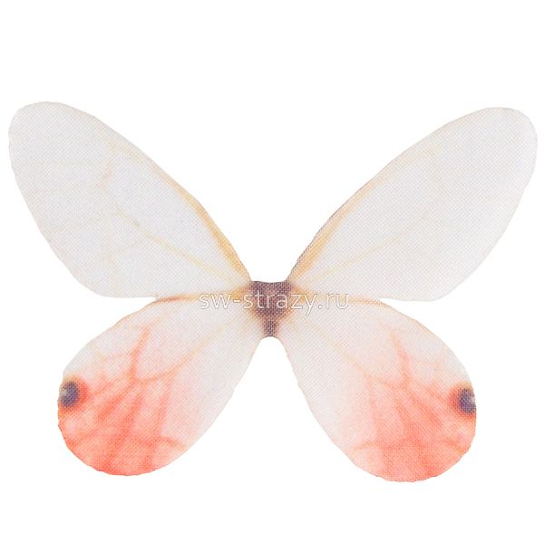 Бабочка из органзы 5х3,5 см белый\коралловый