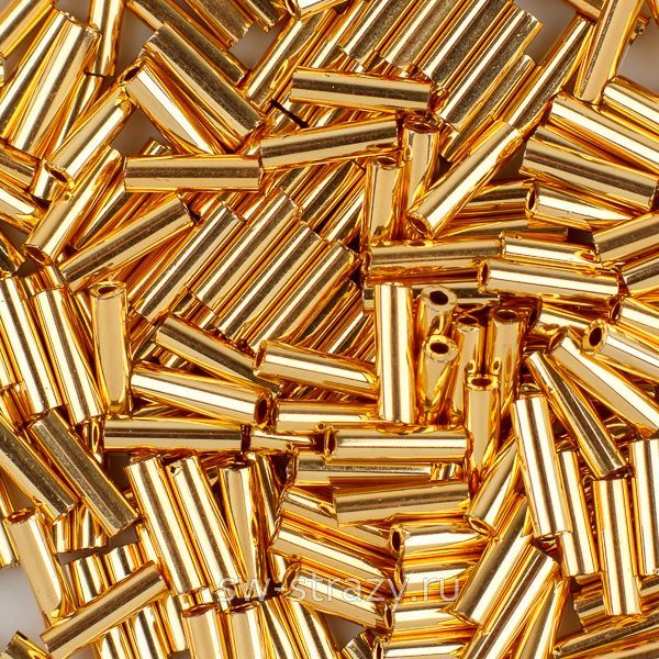 Стеклярус 6x1,7 mm 0191 Gold 24Kt