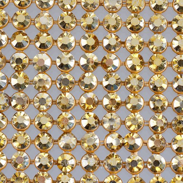 Кристальная ткань Aurum\gold камень 3 мм (1 ряд-140 камней)