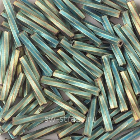 Twisted Bugle Стеклярус Miyuki Matted Metallic Patina Iris Twisted Bugle Стеклярус Miyuki Matted Metallic Patina Iris
