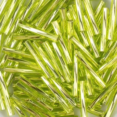 Twisted Bugle 2х12 mm 14 TRANSPARENT SILVERLINED LIME GREEN Twisted Bugle 2х12 mm 14 TRANSPARENT SILVERLINED LIME GREEN