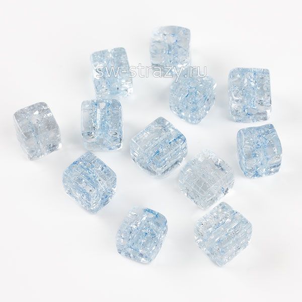 Бусина-куб из кварца 6 мм светло-голубая*
