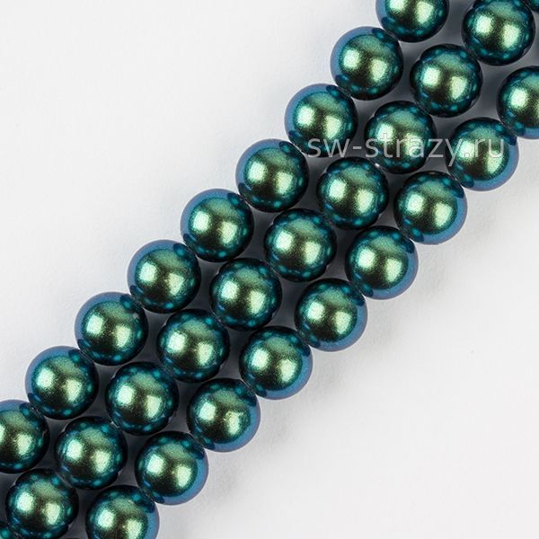 Round Pearl 1H 10 mm Pearlescent Peacock Green