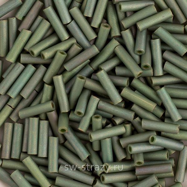 Стеклярус 6x1,7 mm 2031 Matted Metallic Sage Green Luster