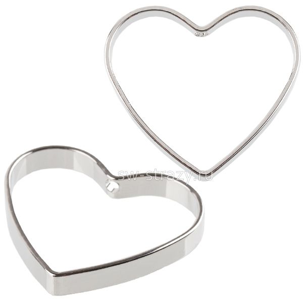 Коннектор-сердце 1 отверстие 19 мм серебро
