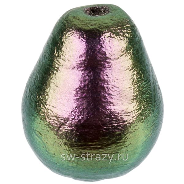 Жемчуг хлопковый капля 15х20 мм насыщенный черно-зеленый