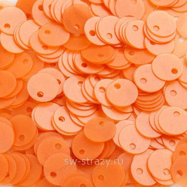 Пайетки со смещенным центром 6 мм матовые оранжевые (3 гр)
