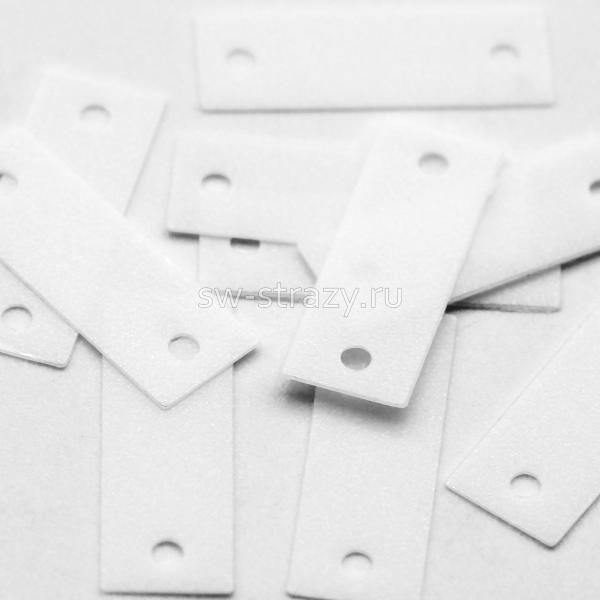 Пайетки-прямоугольники 14х5 мм матовый белый (10 шт)