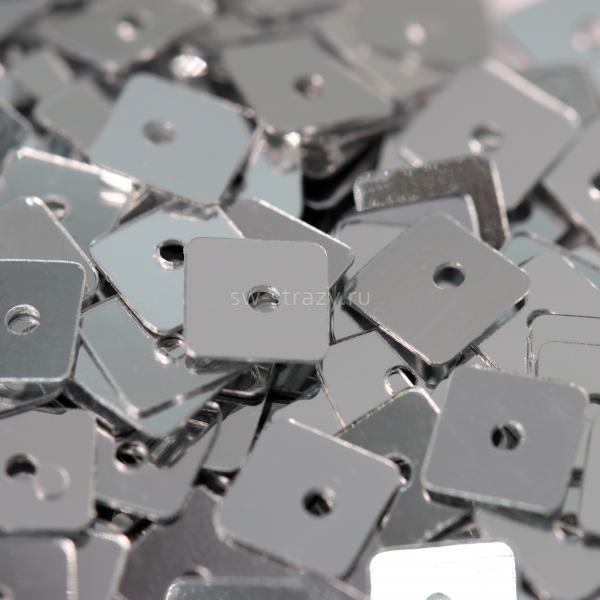 Пайетки-квадраты 5 мм серебро (3 гр)