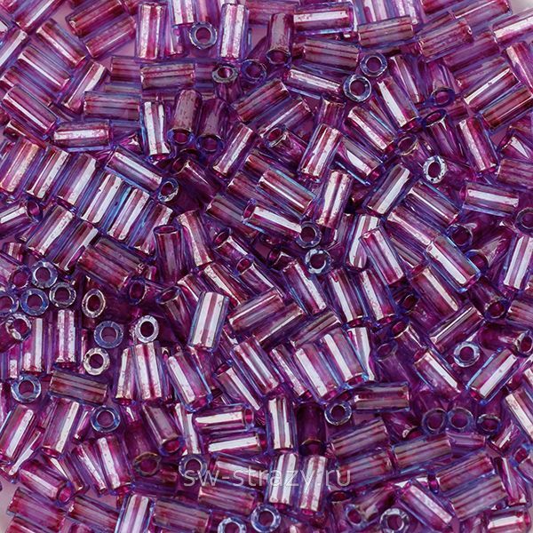 Бисер стеклярус 3 mm #0252 морская вода\фиолетовый окрашенный изнутри