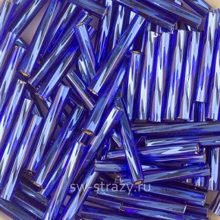 Twisted Bugle 2х12 mm 20 TRANSPARENT SILVERLINED COBALT BLUE Twisted Bugle 2х12 mm 20 TRANSPARENT SILVERLINED COBALT BLUE