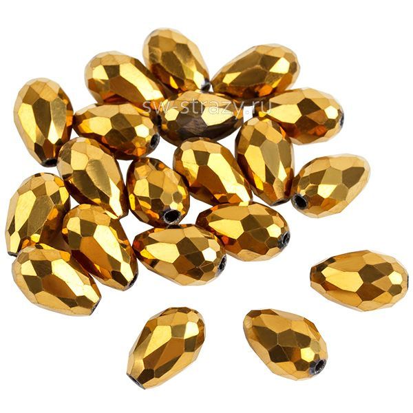Бусины капли 8х11 мм золото (101)