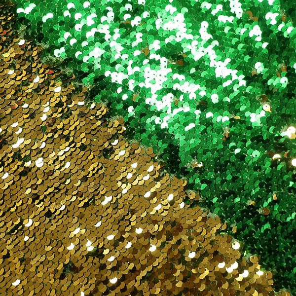 Пайеточная ткань зеленый\золото