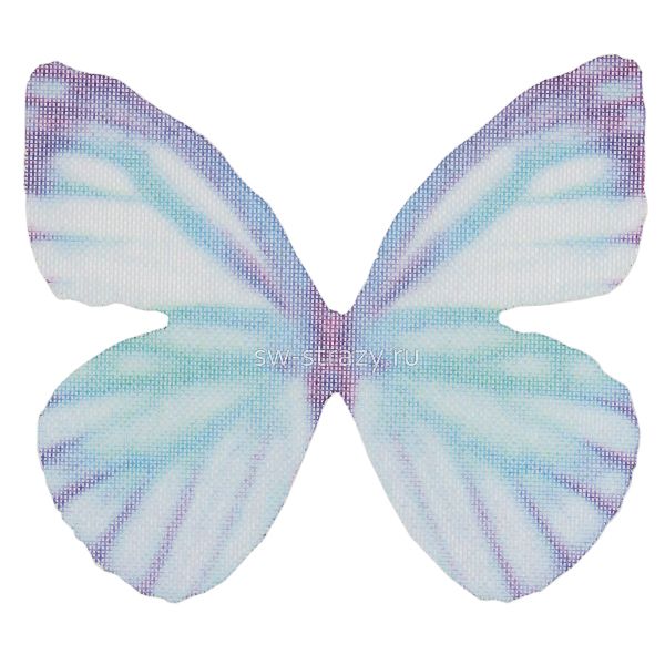 Бабочка из органзы 3х2,2 см голубой в полоску