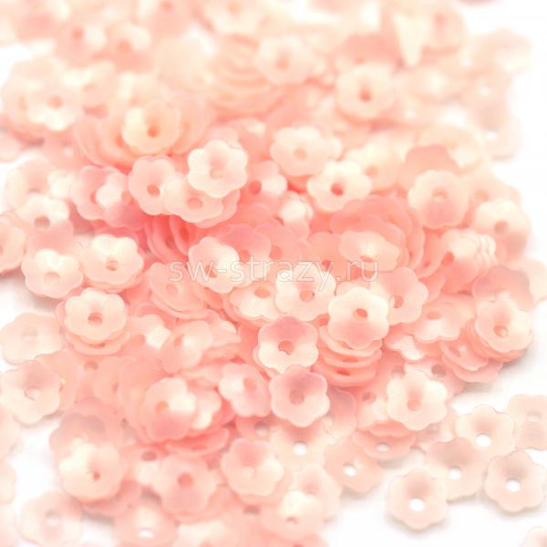 Пайетки-цветочки чаши 5 мм матовые розовые (3 гр)*