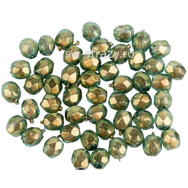 Бусины граненые Firepolished 3 мм зелено-золотой глянец (69267cr)