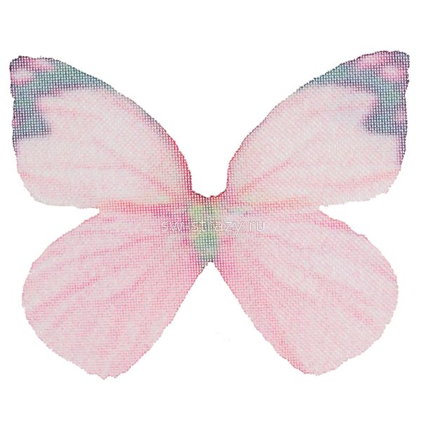 Бабочка из органзы 3х2,2 см розовый с черным