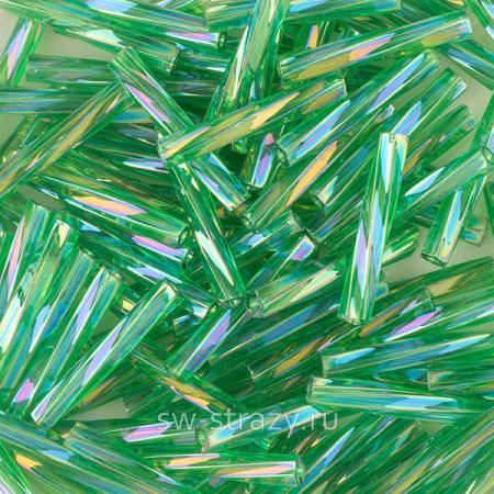 Twisted Bugle Стеклярус Miyuki Transparent Green AB Twisted Bugle Стеклярус Miyuki Transparent Green AB