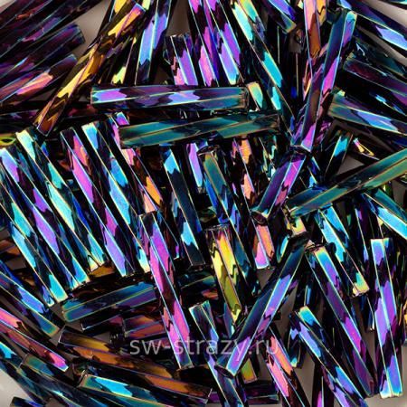 Twisted Bugle 2х12 mm 455 METALLIC RAINBOW  BLUE GREEN VIOLET Twisted Bugle 2х12 mm 455 METALLIC RAINBOW  BLUE GREEN VIOLET