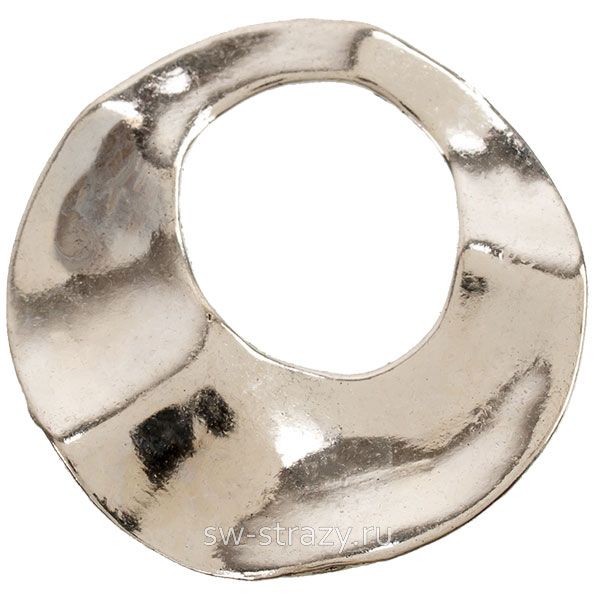 Подвеска круглая Мятый металл 31,5мм серебро
