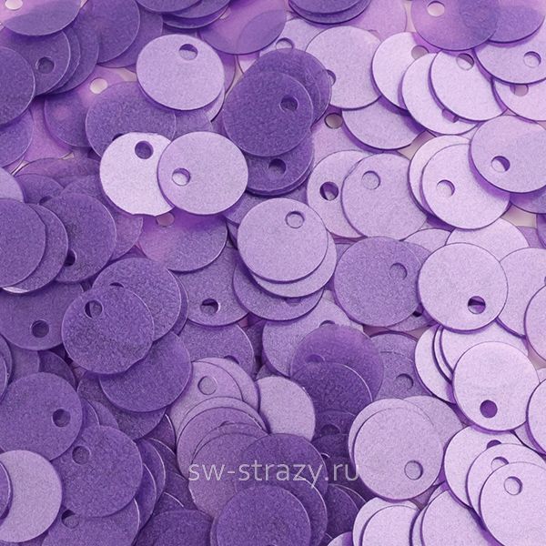 Пайетки со смещенным центром 6 мм матовые фиолетовые (3 гр)