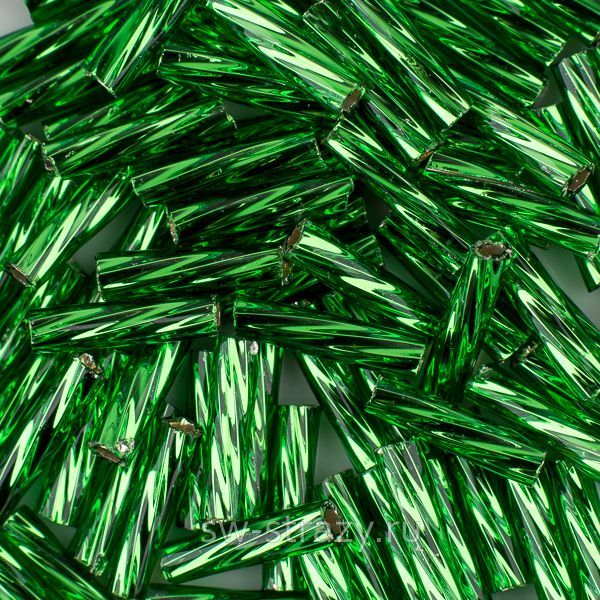 Бисер Twisted 9 mm #0027B Внутреннее серебрение зеленый