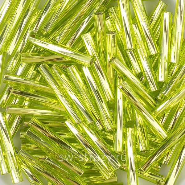 Twisted Bugle 2х12 mm 14 TRANSPARENT SILVERLINED LIME GREEN