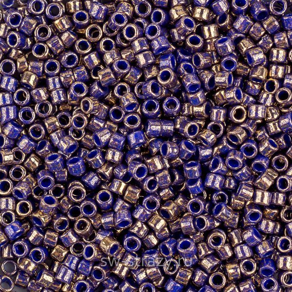 Бисер Treasures 11/0 #1701 Мраморный синий позолоченный 24К