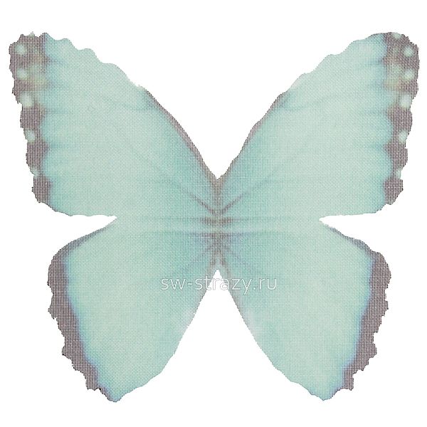 Бабочка из органзы 5х3,5 см зеленый\черный