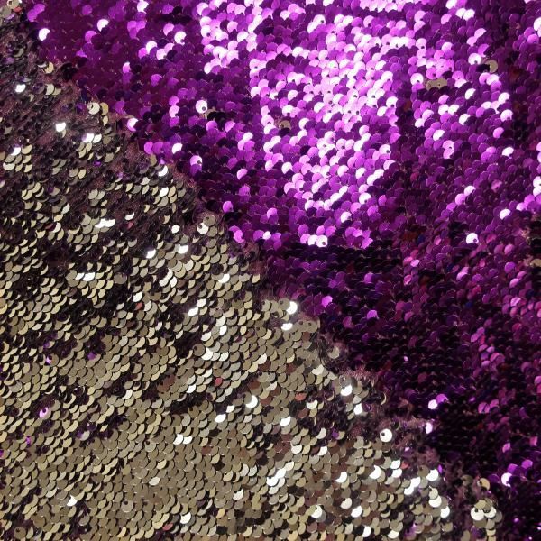 Пайеточная ткань фиолетовый\серебро (65 см)