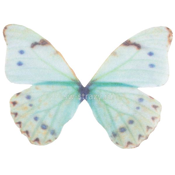 Бабочка из органзы 5х3,5 см голубой\коричневый