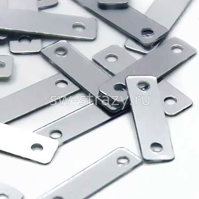 Пайетки-прямоугольники 14х5 мм матовый темное серебро (10 шт)*