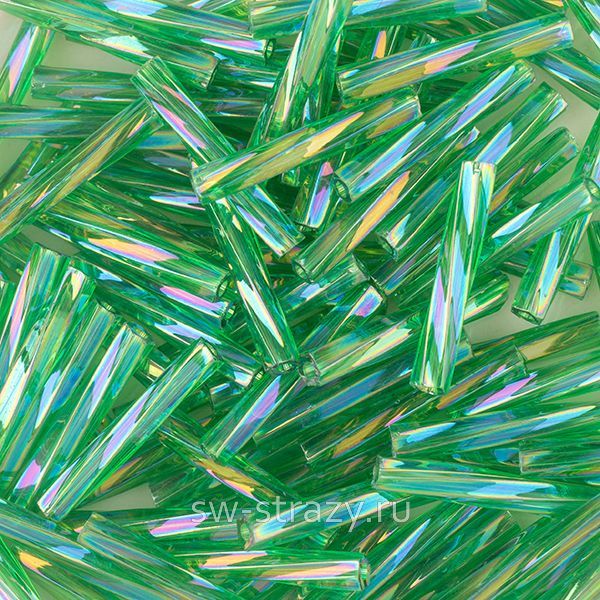 Twisted Bugle 2х12 mm 179 TRANSPARENT RAINBOW KELLY GREEN