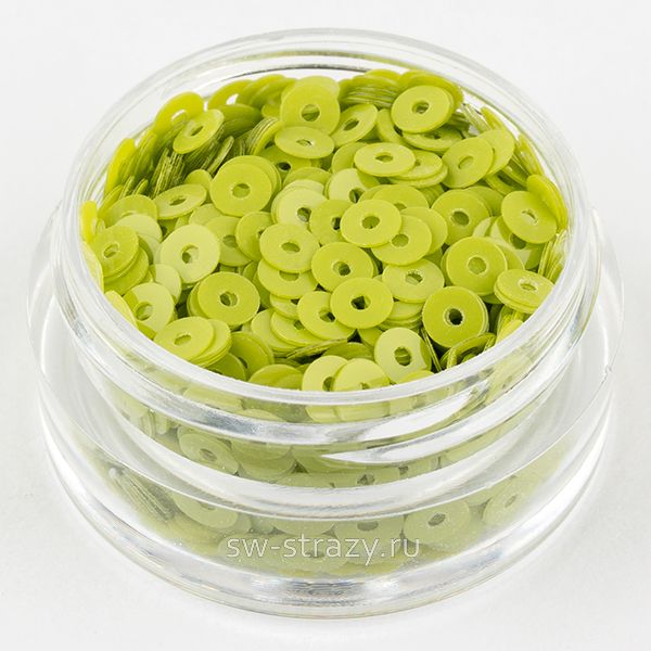 Пайетки 3 mm плоские (7654) Verde Pisello OP 3 гр
