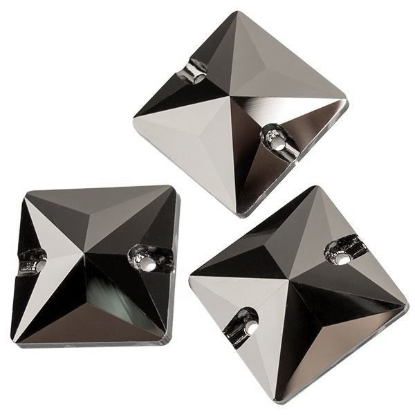 YHB 3687 12*12 mm Crystal Jet Metallic