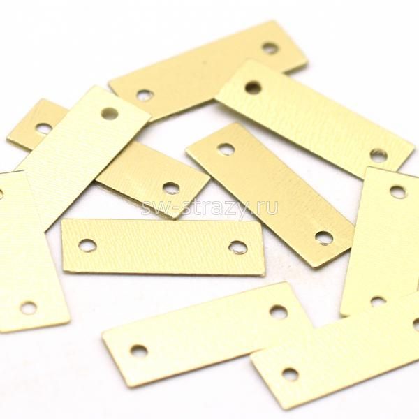 Пайетки-прямоугольники 14х5 мм матовый золото (10 шт)