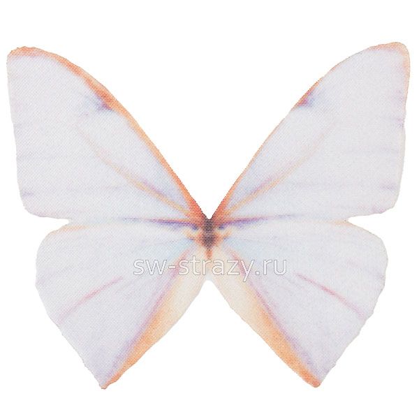Бабочка из органзы 5х3,5 см бледно-голубой с оранжевым краем
