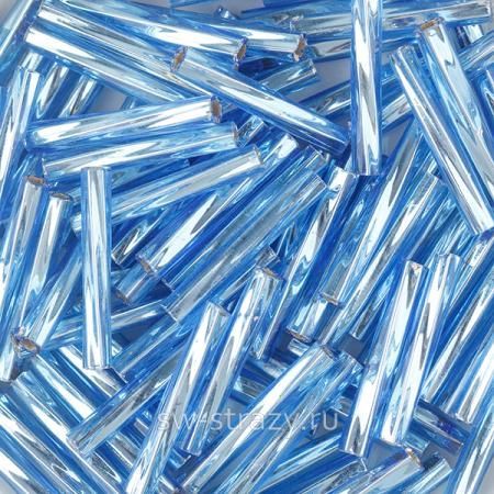 Twisted Bugle 2х12 mm 19 TRANSPARENT SILVERLINED SAPPHIRE BLUE Twisted Bugle 2х12 mm 19 TRANSPARENT SILVERLINED SAPPHIRE BLUE