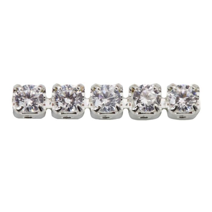 Стразовая цепь с фианитами 1,7 мм  Crystal\silver