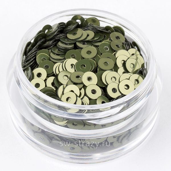 Пайетки 3 mm плоские (7049) Verde Salvia MT 3 гр