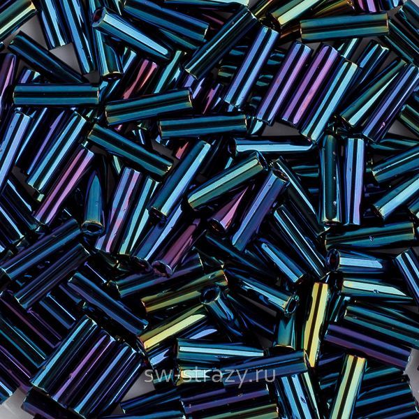 Стеклярус 6x1,7 mm 452 Metallic Dark Blue Iris