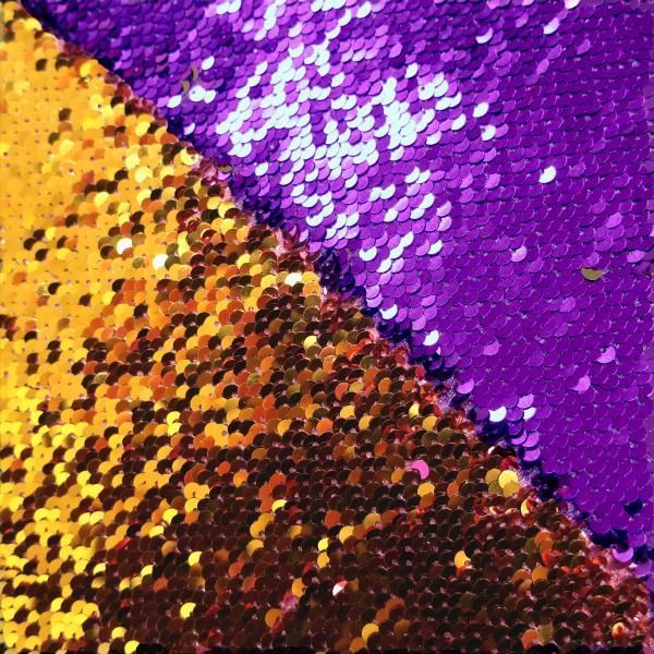 Пайеточная ткань фиолетовый\золото (65 см)