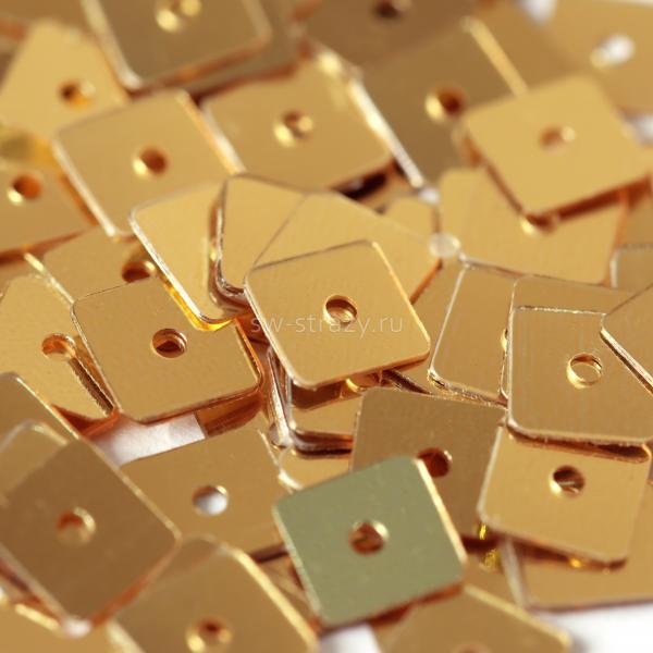 Пайетки-квадраты 5 мм золото (3 гр)