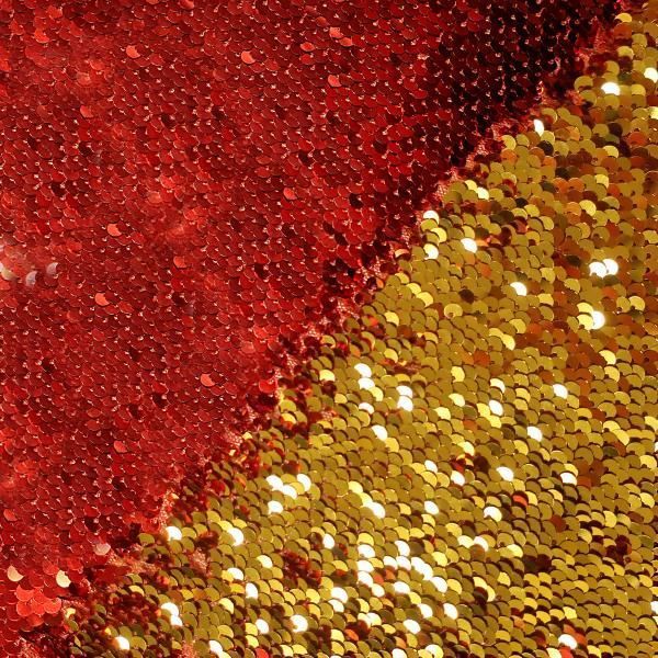 Пайеточная ткань красный\золото (65 см)