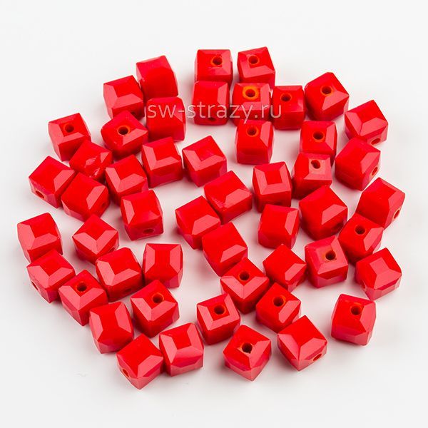Бусины-кубики 6 мм красный*