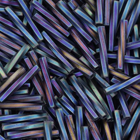 Twisted Bugle Стеклярус Miyuki Matte Black AB Twisted Bugle Стеклярус Miyuki Matte Black AB